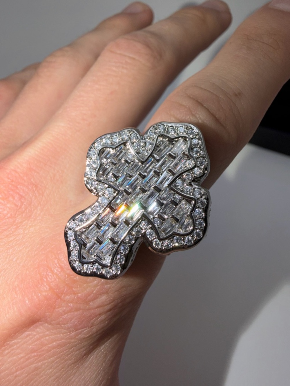 Iced Cross Statement Ring - Picture 8 of 9